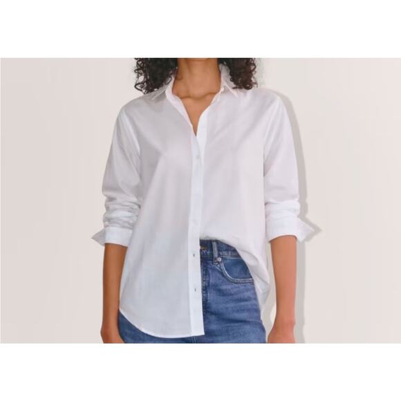 Everlane Silky Cotton Relaxed New White Button-Up Shirt Size 14 - Picture 1 of 10